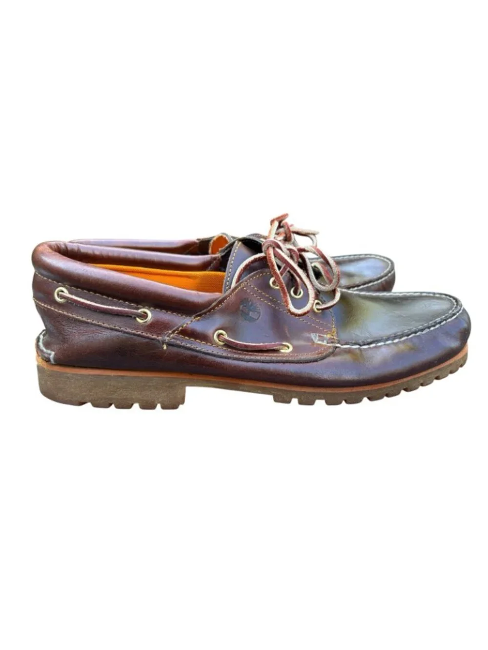 Timberland Shoes Mens 15 W Leather 3-Eye Lug Handsewn Boat  Burgundy Heritage